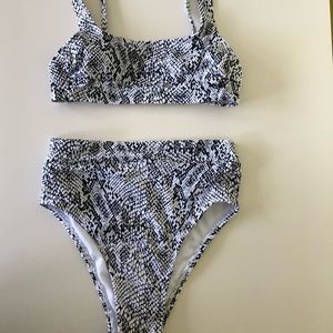 Snake Skin Printed High-rise Bikini